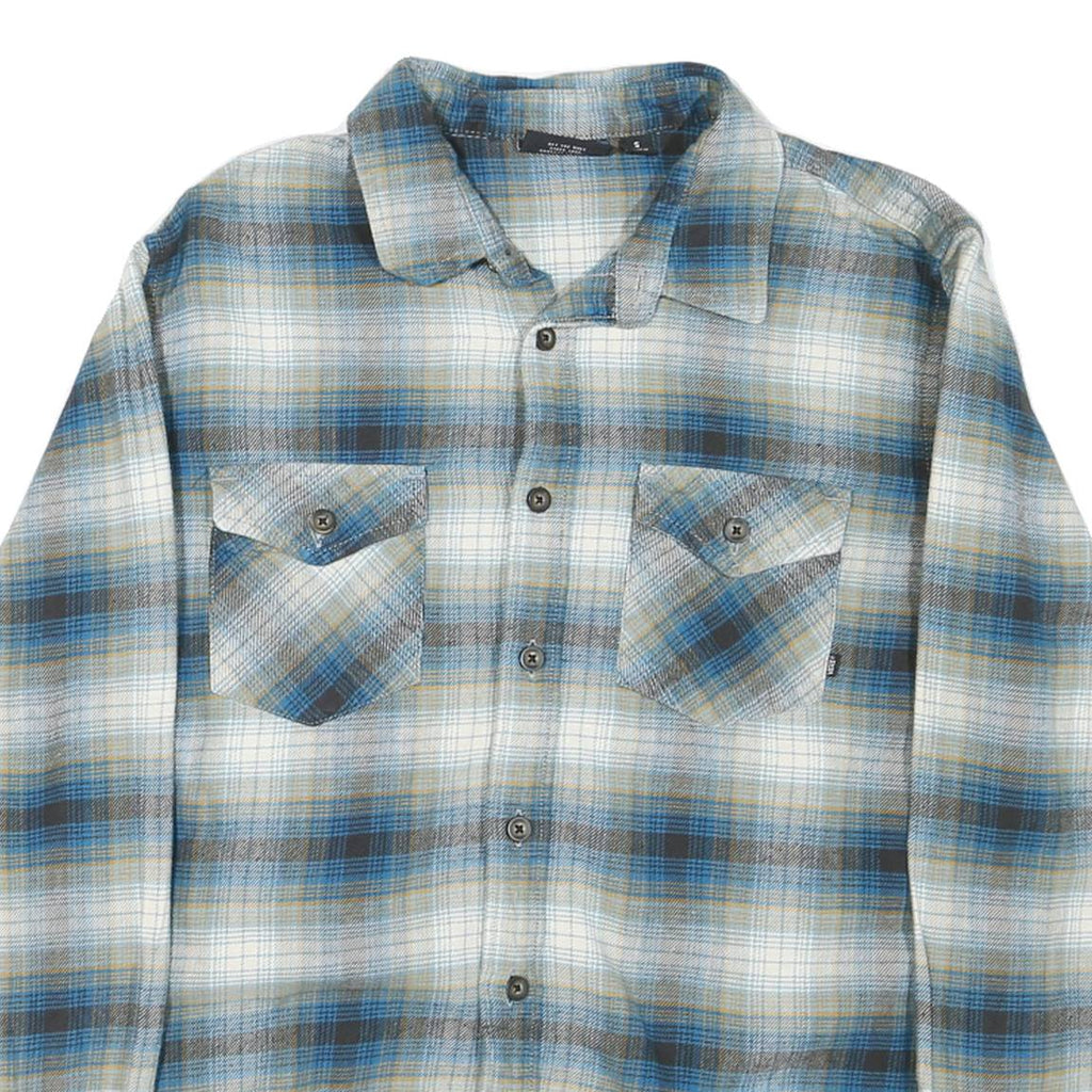 VANS Mens Blue & Beige Checked Cotton Shirt S Casual Button-Up Long Sleeve
