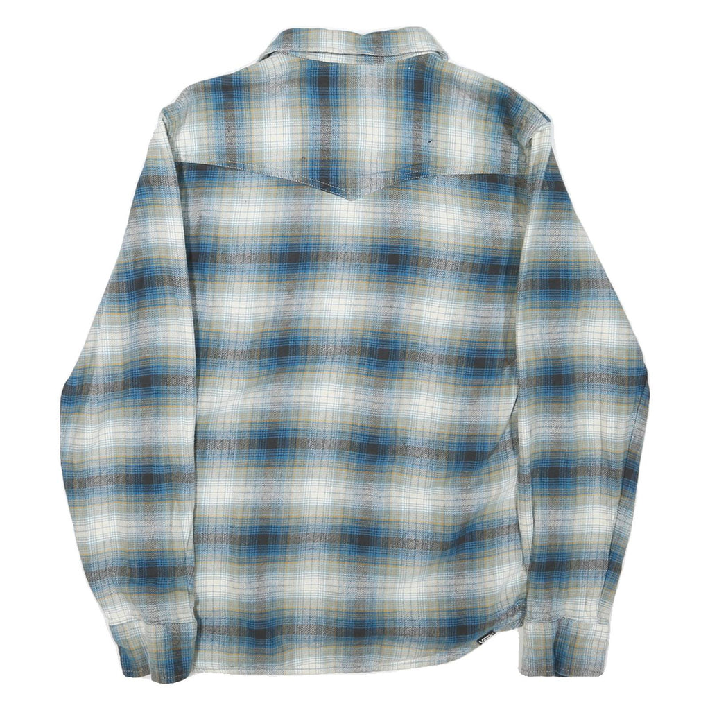 VANS Mens Blue & Beige Checked Cotton Shirt S Casual Button-Up Long Sleeve