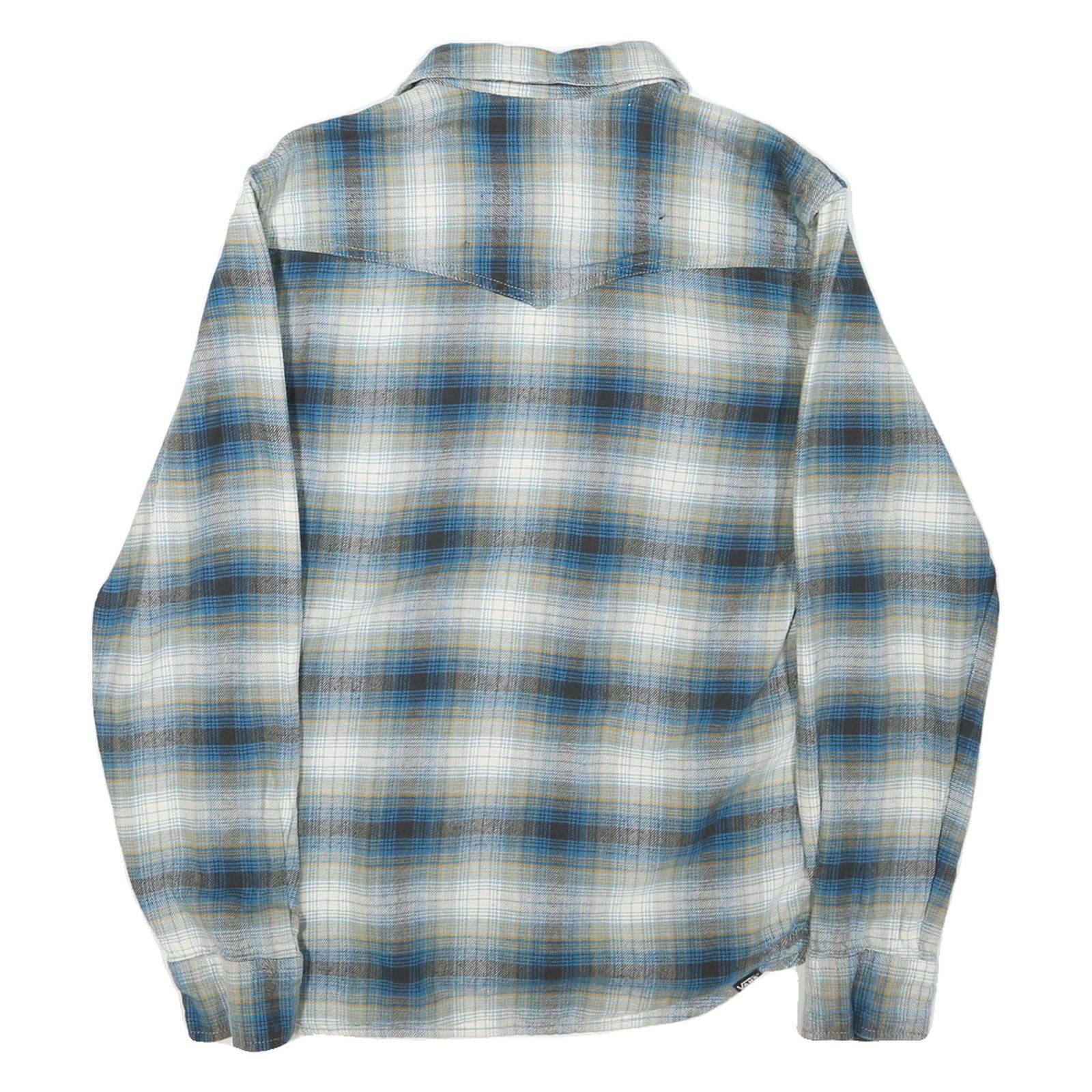 VANS Mens Blue & Beige Checked Cotton Shirt S Casual Button-Up Long Sleeve