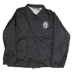 AUBURN Mens Black Button Jacket L Polyester Blend Plain Lightweight Coach