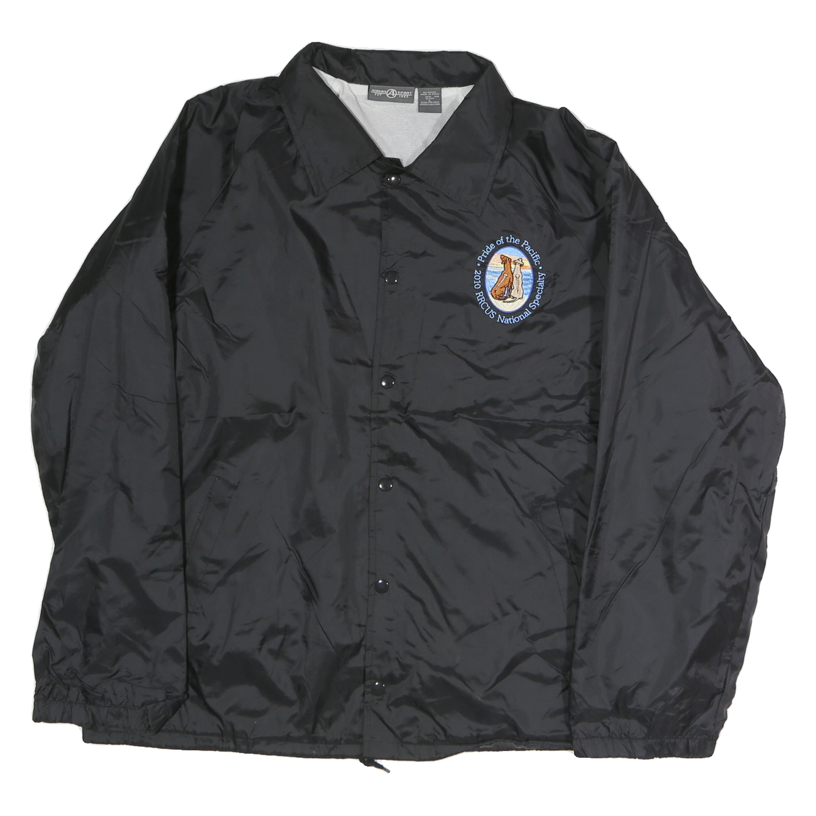 AUBURN Mens Black Button Jacket L Polyester Blend Plain Lightweight Coach