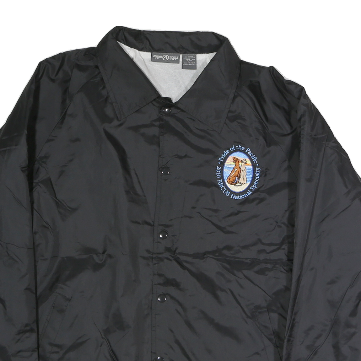 AUBURN Mens Black Button Jacket L Polyester Blend Plain Lightweight Coach