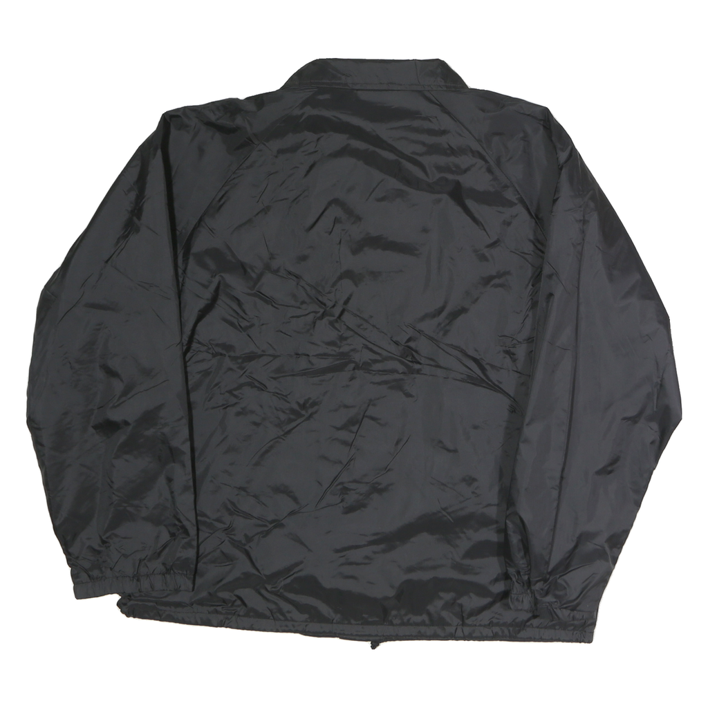 AUBURN Mens Black Button Jacket L Polyester Blend Plain Lightweight Coach