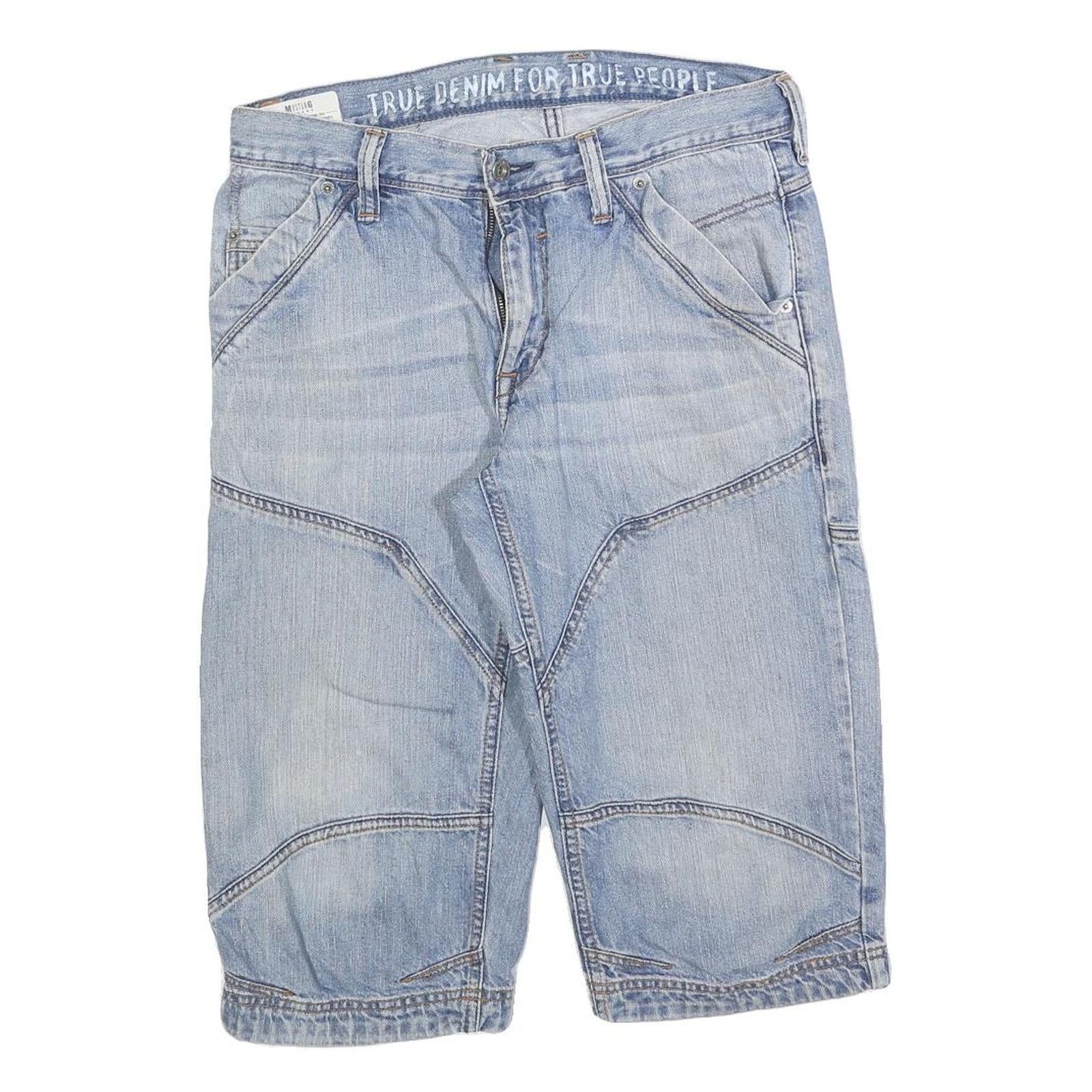 MUSTANG Mens Denim Blue Casual Shorts M W32 Cotton Blend Relaxed Fit