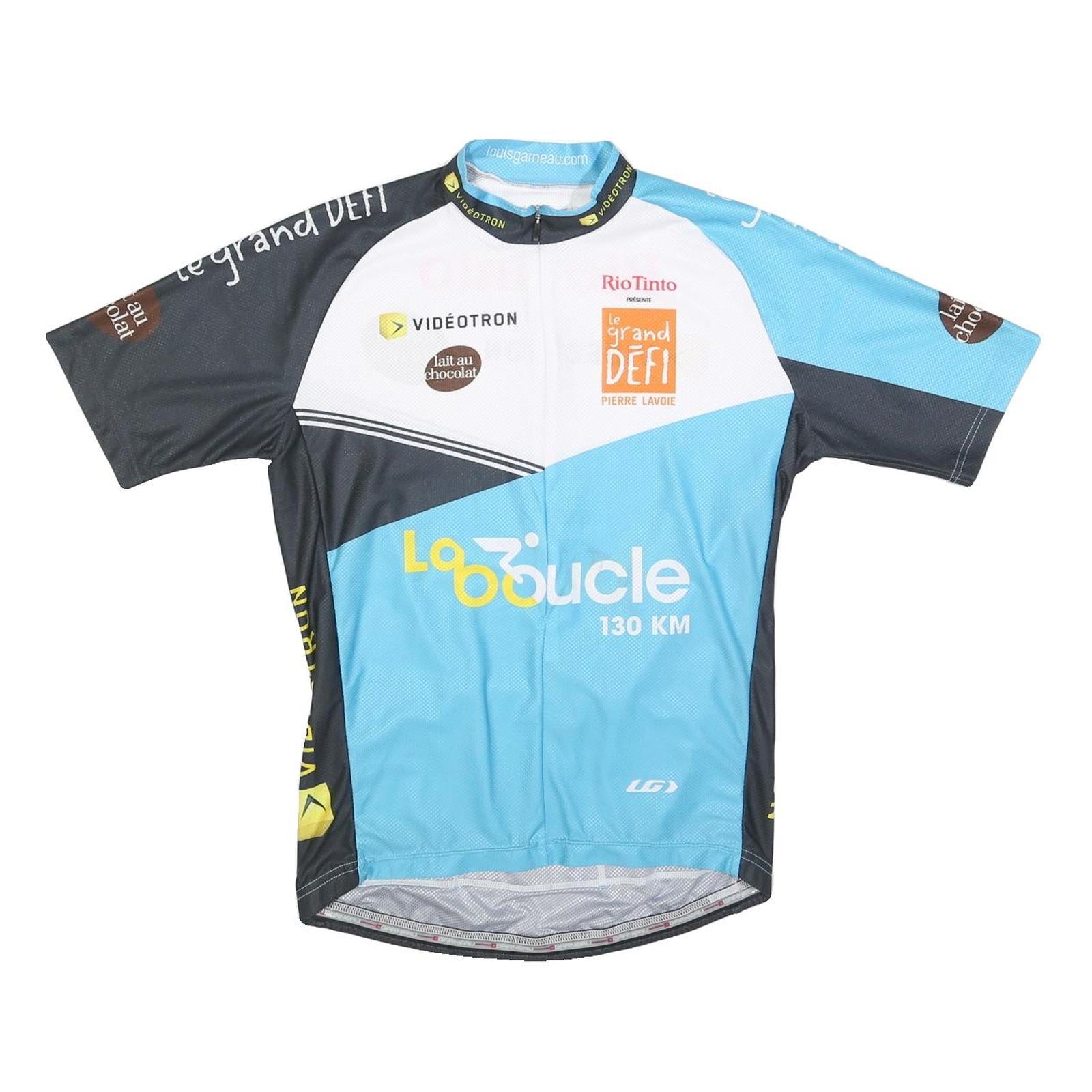 LG Mens Blue & Black Cycling T-Shirt M Short Sleeve Crew Neck Performance Sports