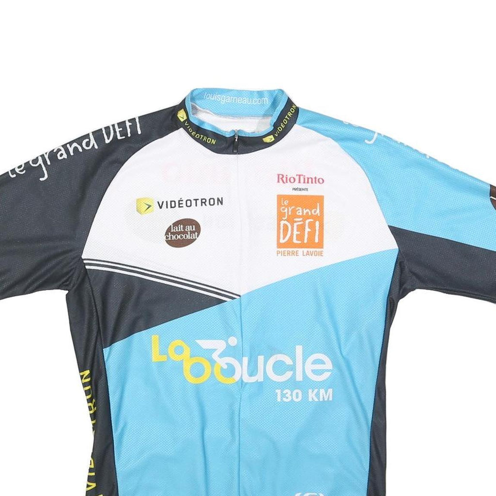 LG Mens Blue & Black Cycling T-Shirt M Short Sleeve Crew Neck Performance Sports