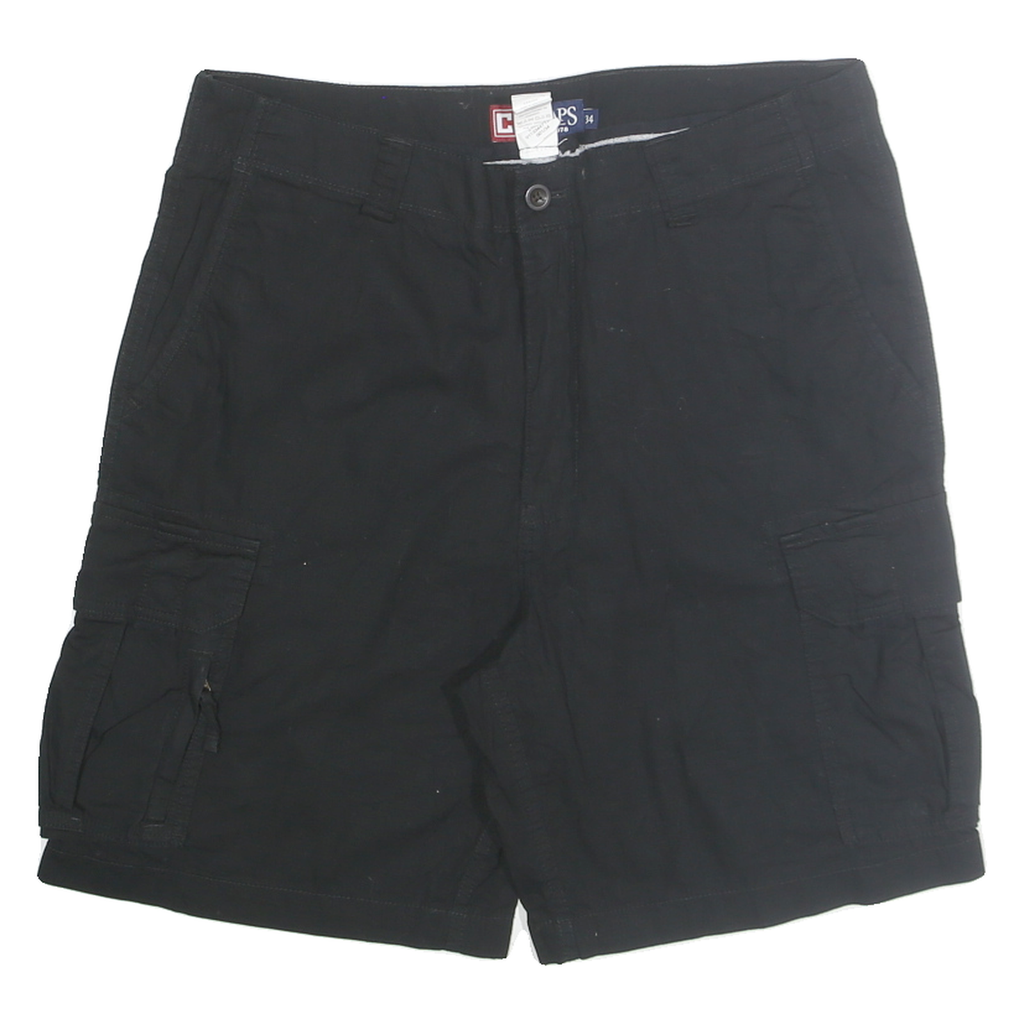 CHAPS Mens Black Cargo Shorts M W34 Cotton Blend Casual Pocketed