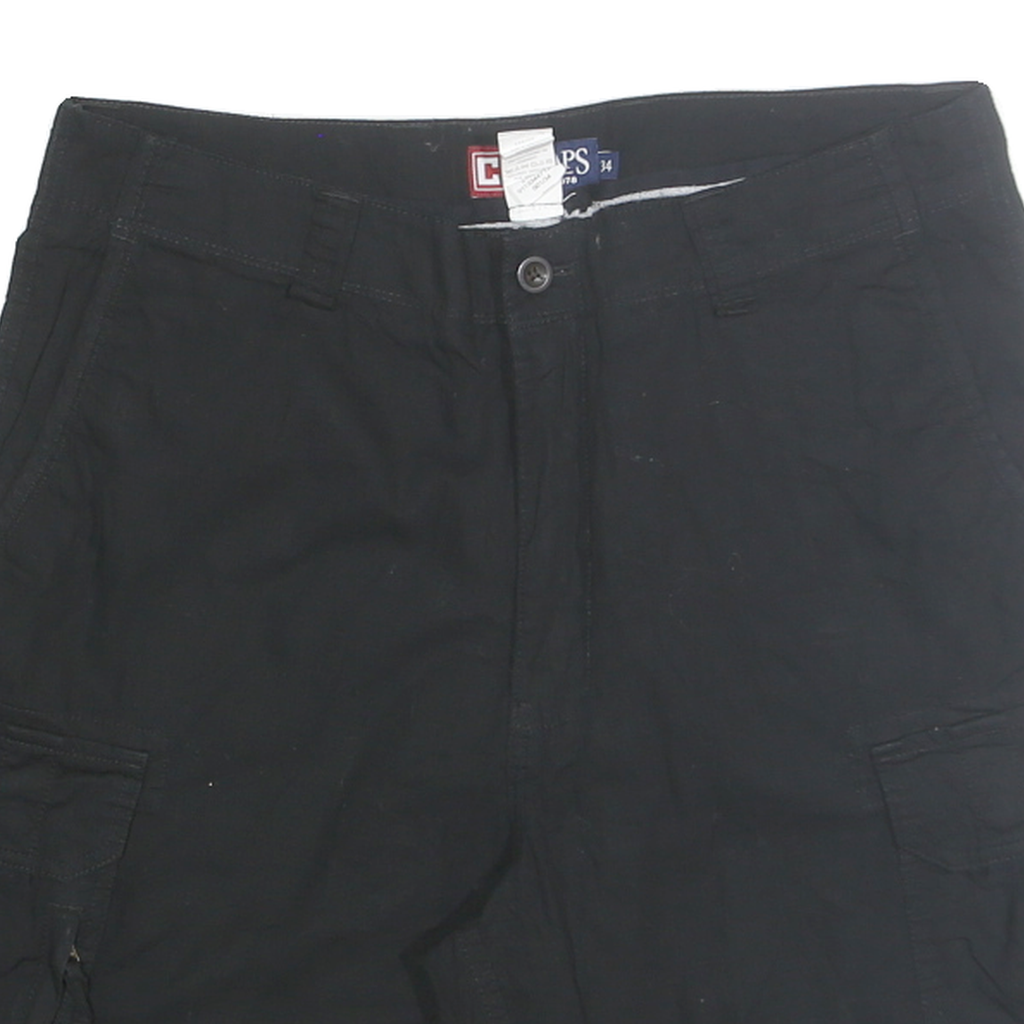 CHAPS Mens Black Cargo Shorts M W34 Cotton Blend Casual Pocketed