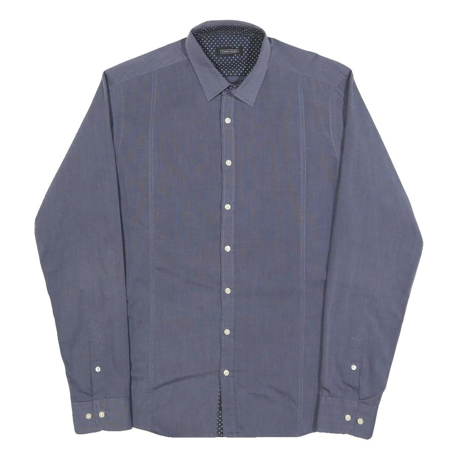 SONNYBONO Mens Blue Shirt M Cotton Blend Long Sleeve Button Collar Casual Smart