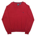 CHAPS Mens Red Plain V-Neck Basic Knit 2XL Jumper Cotton Blend Stylish Comfort