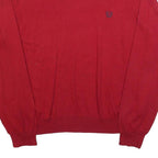 CHAPS Mens Red Plain V-Neck Basic Knit 2XL Jumper Cotton Blend Stylish Comfort