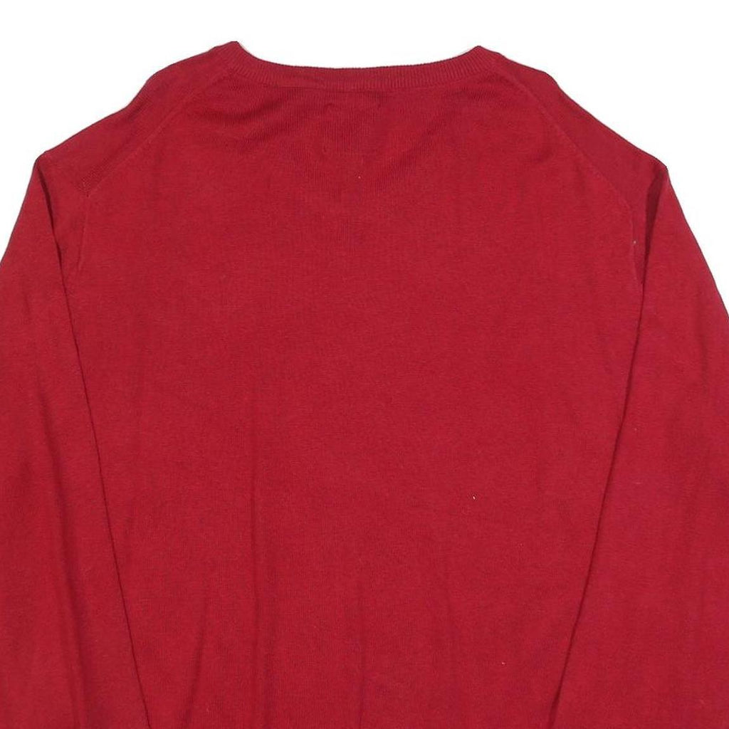 CHAPS Mens Red Plain V-Neck Basic Knit 2XL Jumper Cotton Blend Stylish Comfort