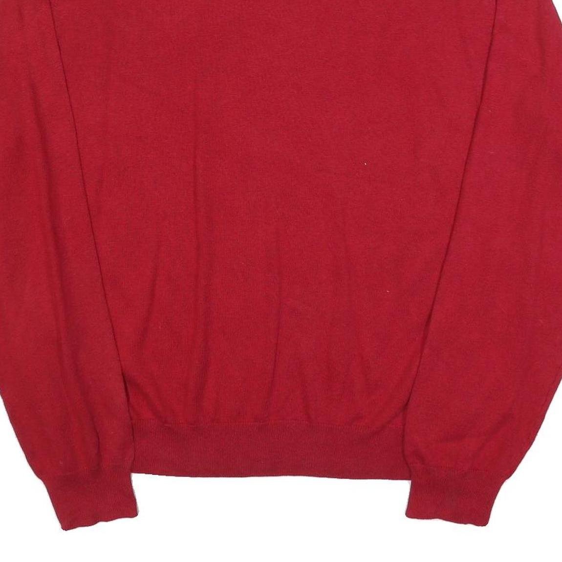 CHAPS Mens Red Plain V-Neck Basic Knit 2XL Jumper Cotton Blend Stylish Comfort