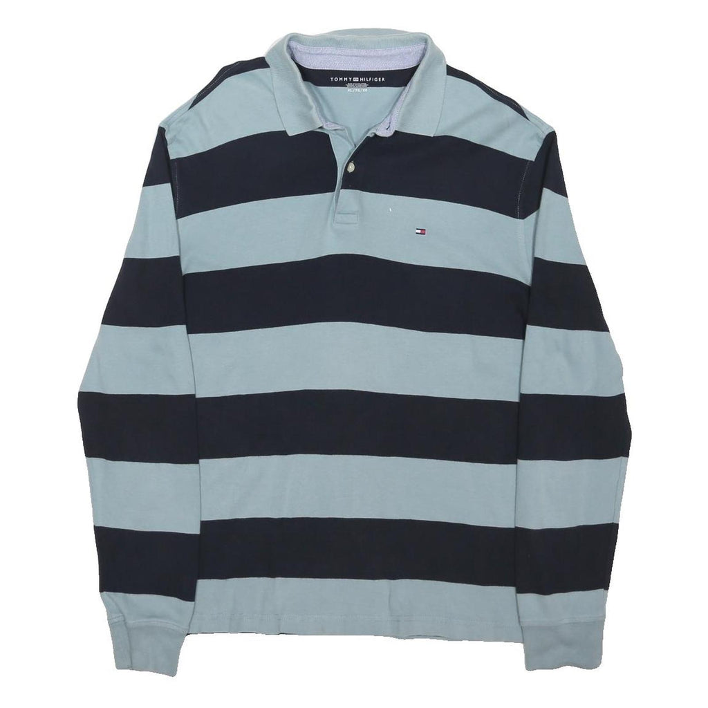 POLO RALPH LAUREN Mens Blue & Black Striped Long Sleeve Polo Shirt XL Cotton