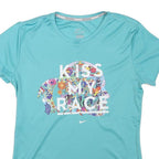 NIKE Womens Blue Kiss My Race Graphic T-Shirt M Short Sleeve Crew Neck