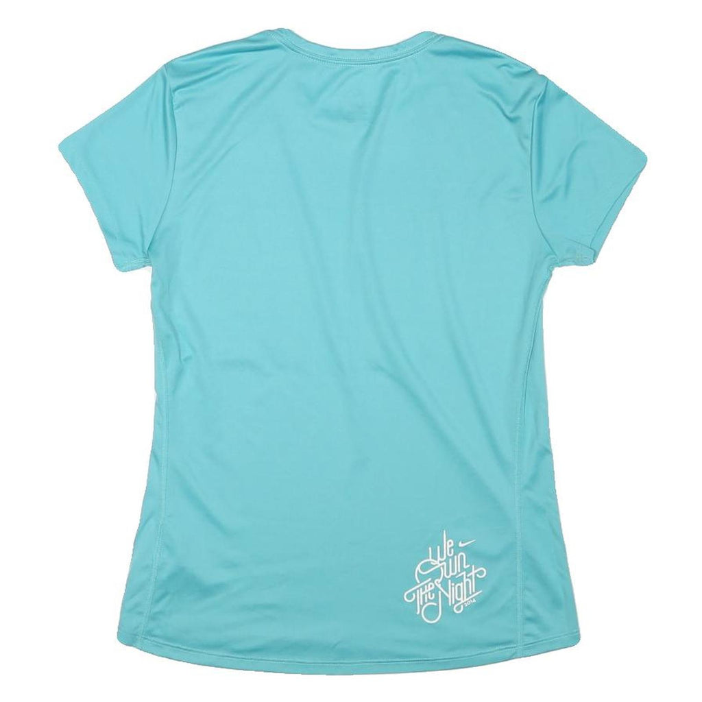 NIKE Womens Blue Kiss My Race Graphic T-Shirt M Short Sleeve Crew Neck