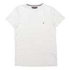 TOMMY HILFIGER Womens White XS Short Sleeve Crew Neck Plain T-Shirt Cotton Blend
