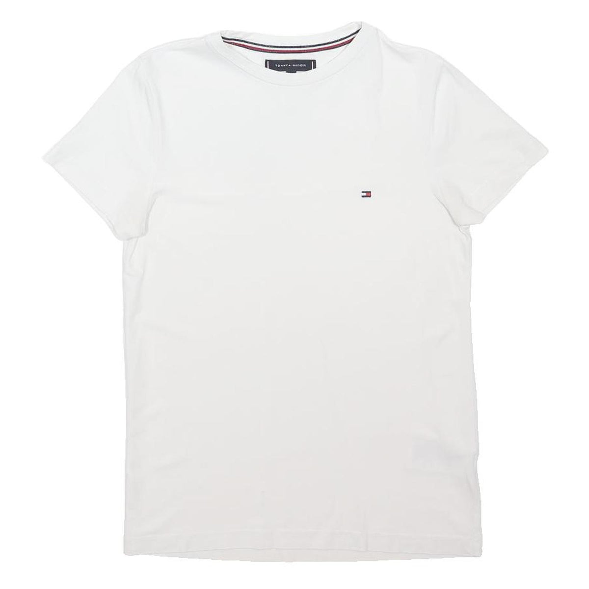 TOMMY HILFIGER Womens White XS Short Sleeve Crew Neck Plain T-Shirt Cotton Blend