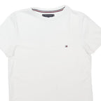 TOMMY HILFIGER Womens White XS Short Sleeve Crew Neck Plain T-Shirt Cotton Blend