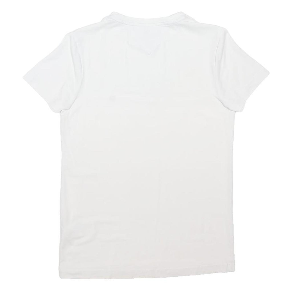 TOMMY HILFIGER Womens White XS Short Sleeve Crew Neck Plain T-Shirt Cotton Blend