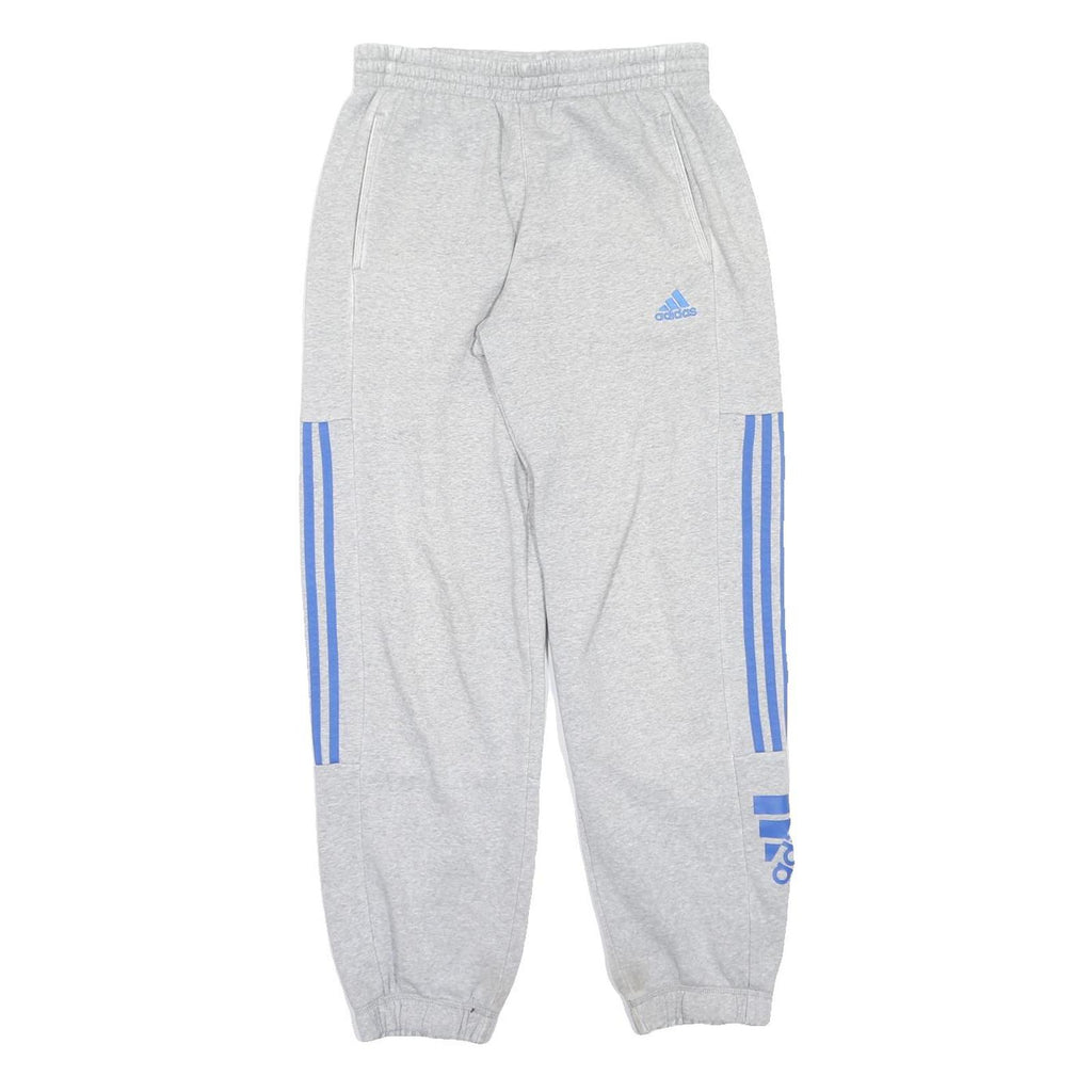 ADIDAS Mens Joggers Grey & Blue Slim Tapered M W30 L30 Cotton Blend Athletic