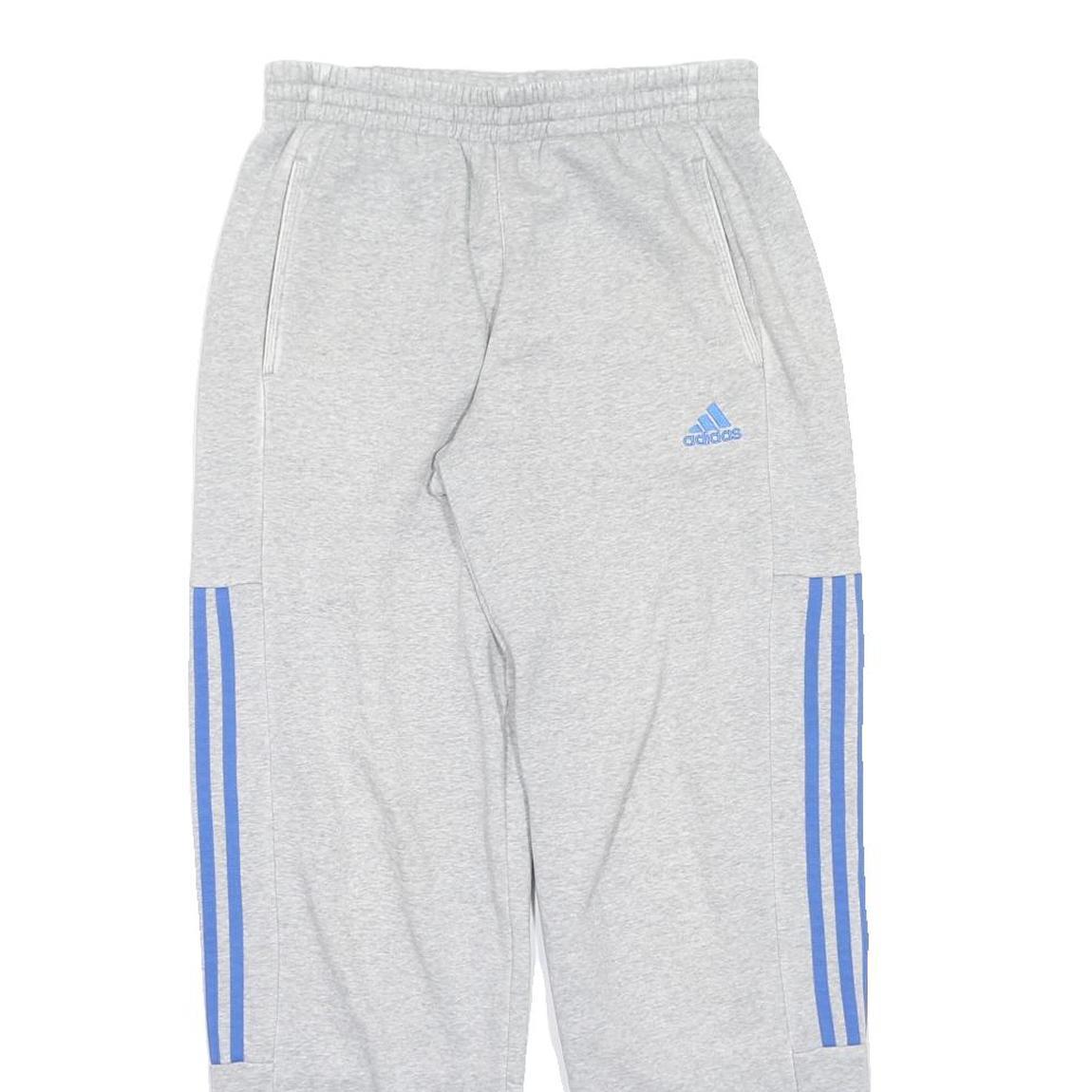 ADIDAS Mens Joggers Grey & Blue Slim Tapered M W30 L30 Cotton Blend Athletic