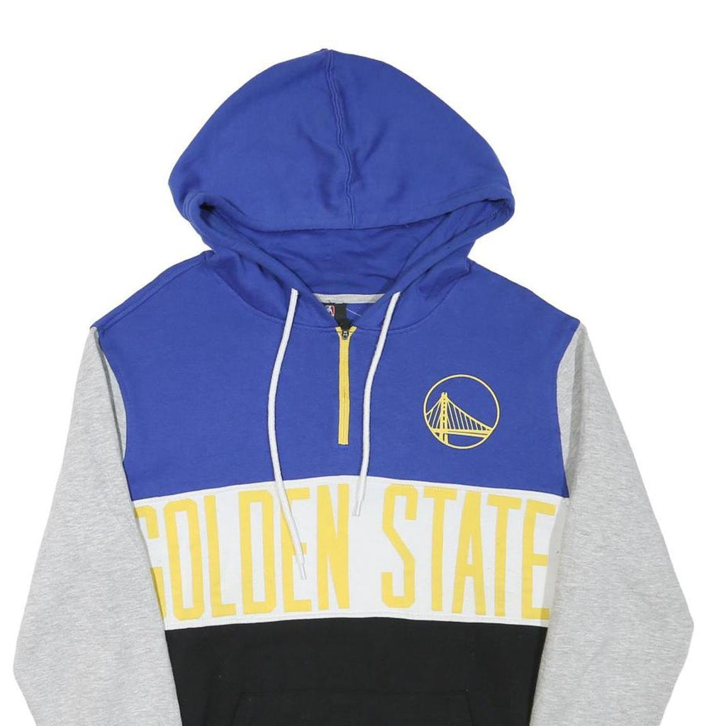 NBA Mens Blue Grey & Black Golden State Half Zip Hoodie S Cotton Blend