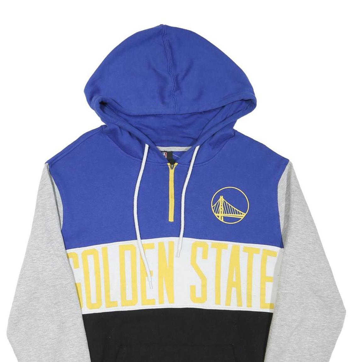 NBA Mens Blue Grey & Black Golden State Half Zip Hoodie S Cotton Blend