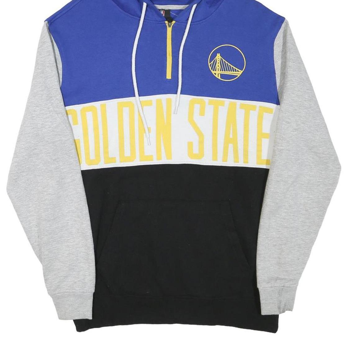 NBA Mens Blue Grey & Black Golden State Half Zip Hoodie S Cotton Blend
