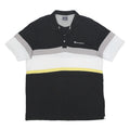 CHAMPION Mens Black Grey White & Yellow Striped Short Sleeve Polo Shirt XL