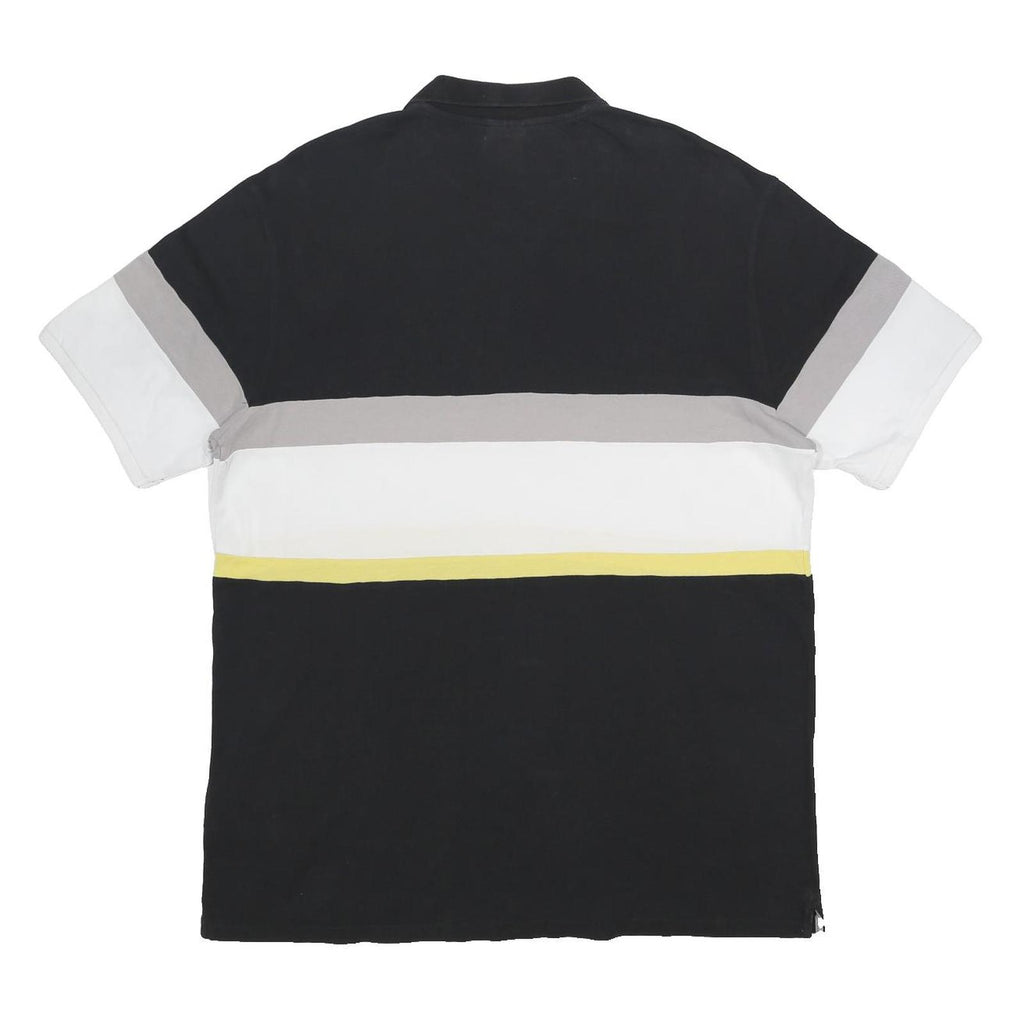 CHAMPION Mens Black Grey White & Yellow Striped Short Sleeve Polo Shirt XL
