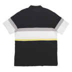 CHAMPION Mens Black Grey White & Yellow Striped Short Sleeve Polo Shirt XL