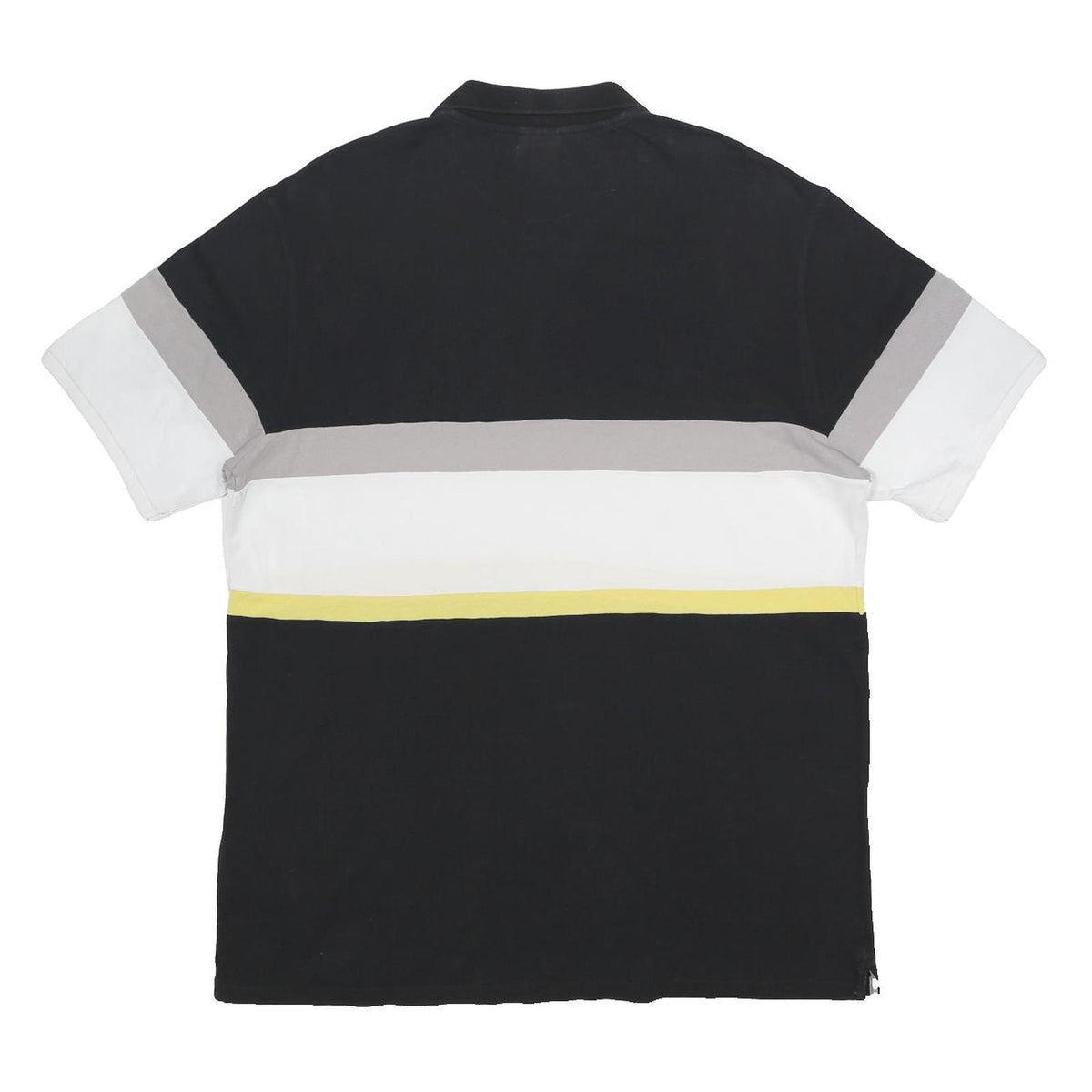 CHAMPION Mens Black Grey White & Yellow Striped Short Sleeve Polo Shirt XL