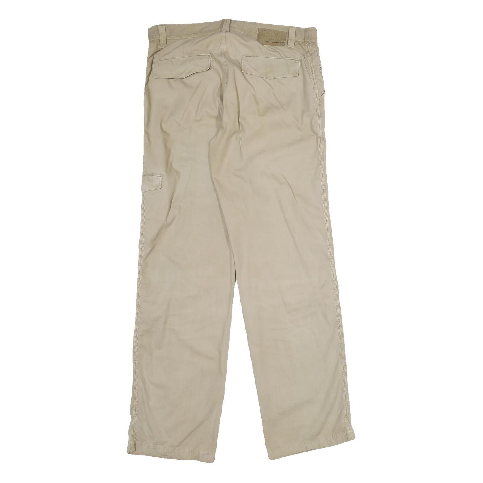 TOM TAILOR Mens Cotton Beige Regular Fit Straight Trousers W33 L34 Casual