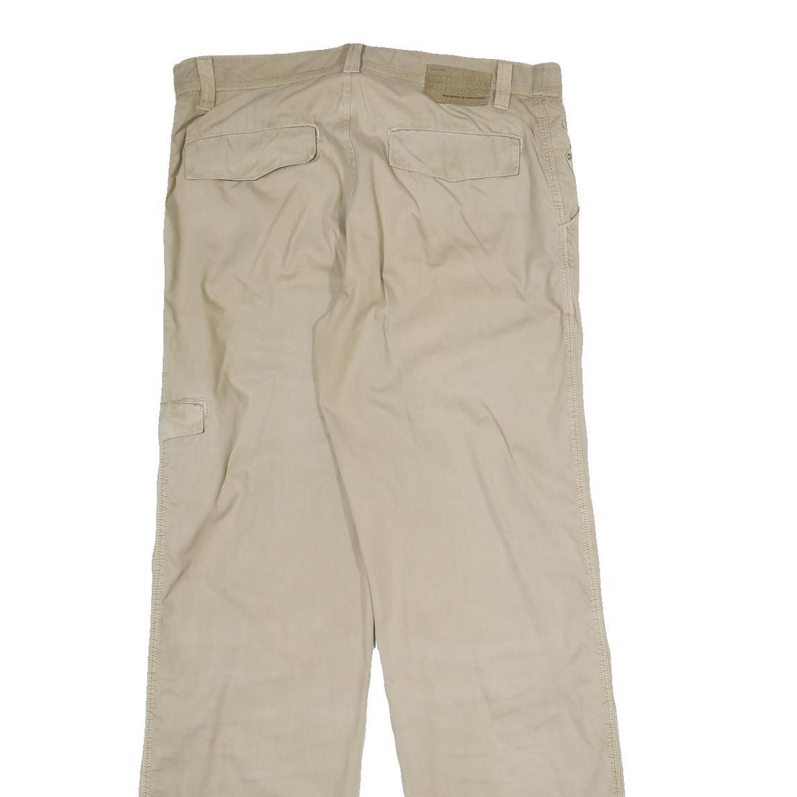 TOM TAILOR Mens Cotton Beige Regular Fit Straight Trousers W33 L34 Casual