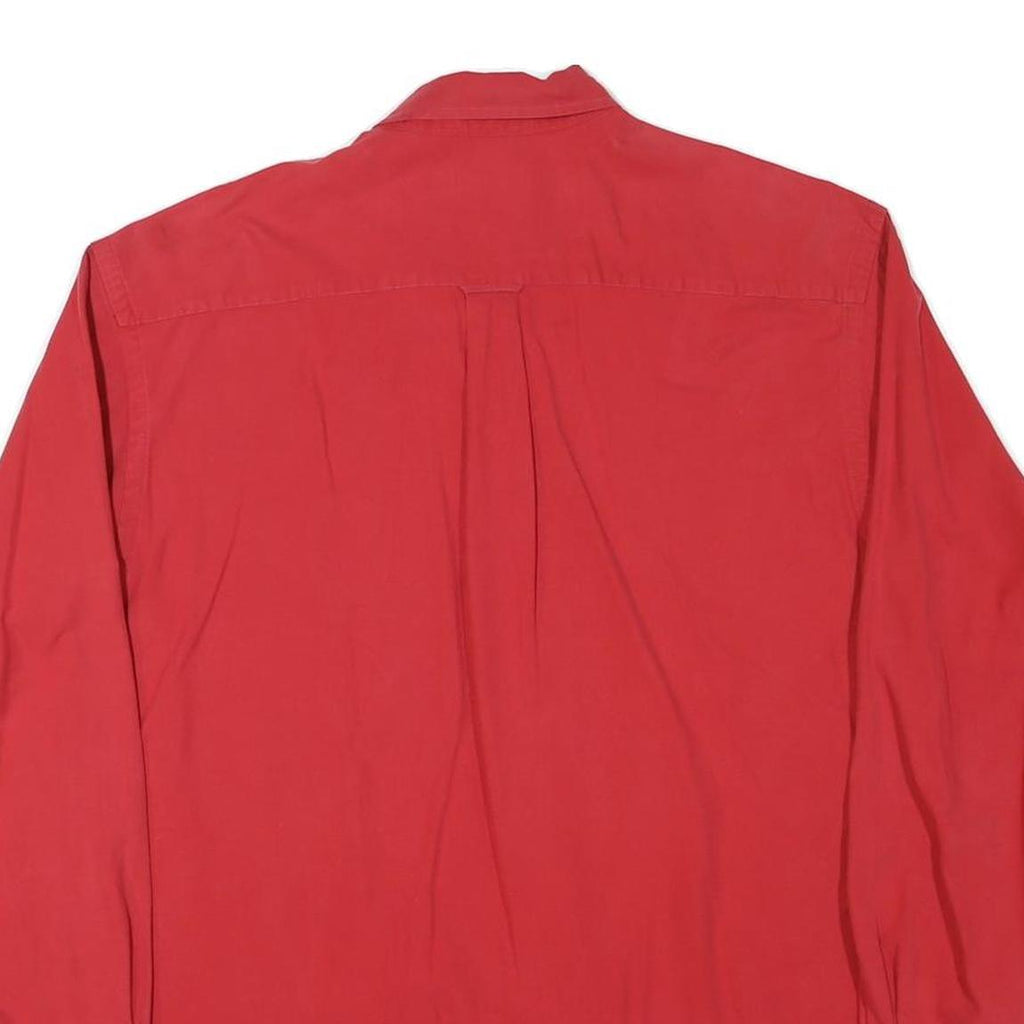 TOMMY HILFIGER Mens Red Cotton Blend Shirt L Button Down Classic Fit Casual