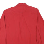 TOMMY HILFIGER Mens Red Cotton Blend Shirt L Button Down Classic Fit Casual