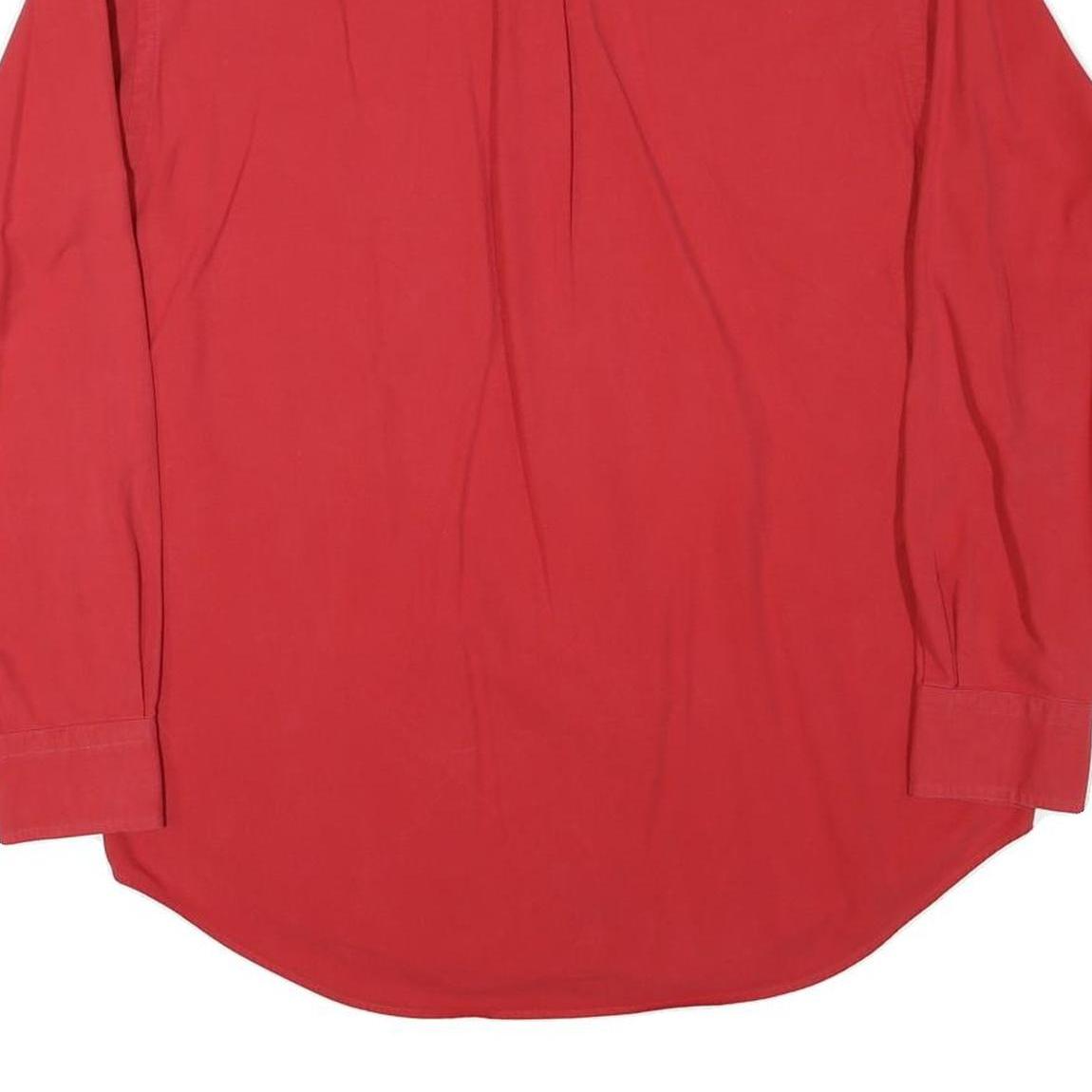 TOMMY HILFIGER Mens Red Cotton Blend Shirt L Button Down Classic Fit Casual