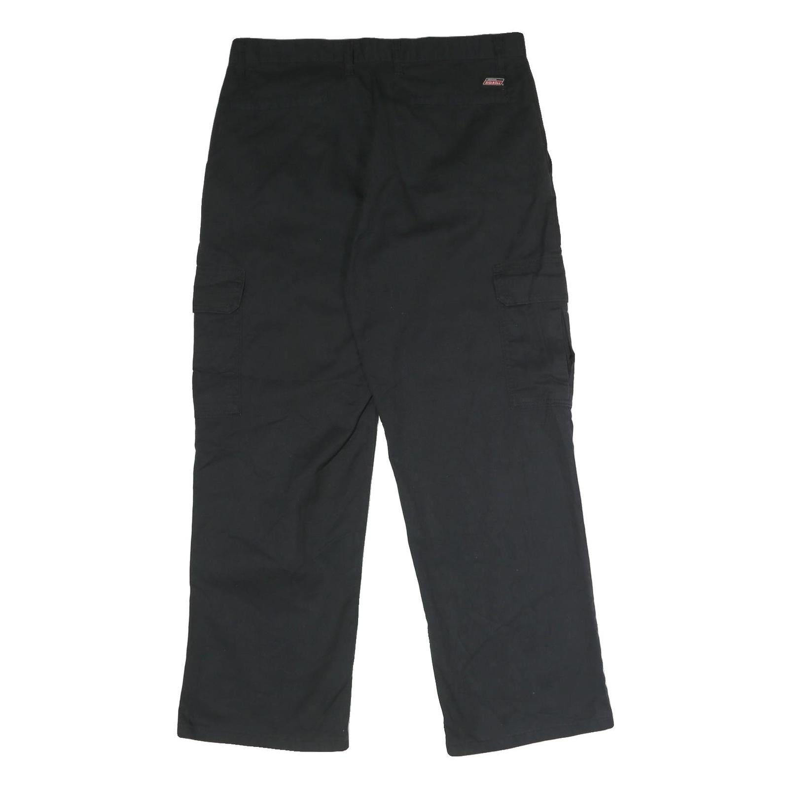 DICKIES Mens Polyester Blend Black Regular Cargo Trousers W34 L30 Utility