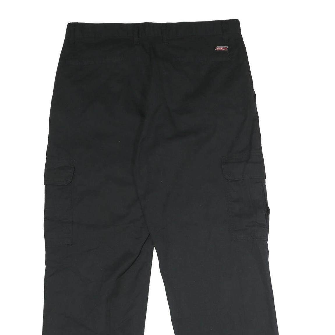 DICKIES Mens Polyester Blend Black Regular Cargo Trousers W34 L30 Utility