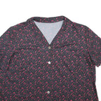Womens Black & Pink Floral Woven Shirt Short Sleeve Collared XL Floral Print