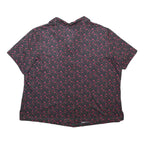Womens Black & Pink Floral Woven Shirt Short Sleeve Collared XL Floral Print