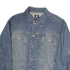 CHAPS Mens Blue Denim Button Jacket XL Cotton Classic Casual Outerwear