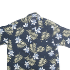 PURITAN Mens Navy Blue & Cream Floral Pattern Shirt L Viscose Summer Wear