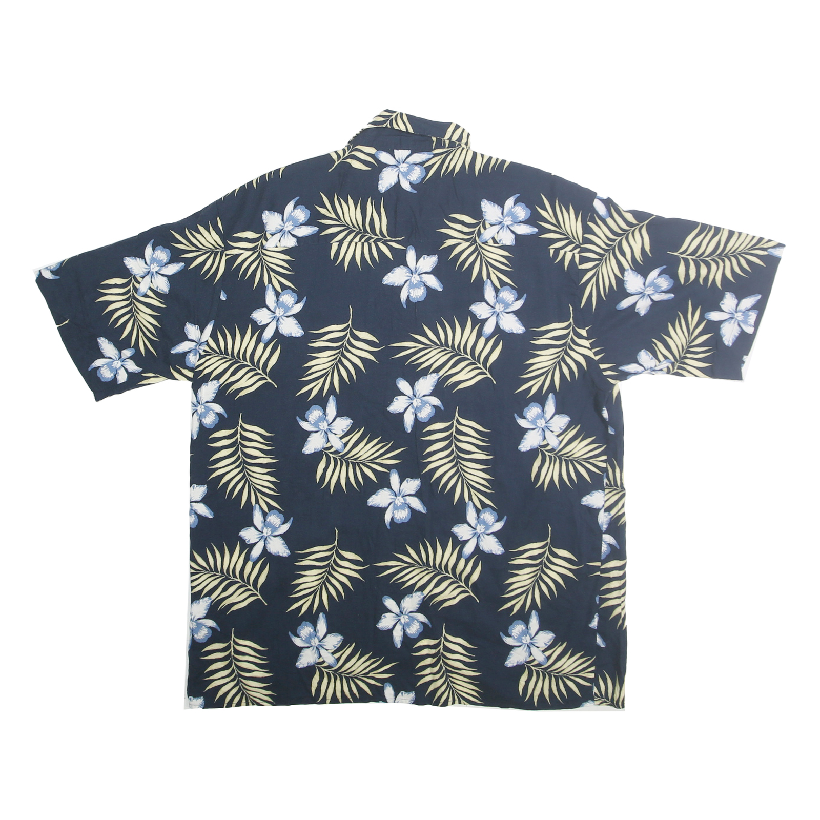 PURITAN Mens Navy Blue & Cream Floral Pattern Shirt L Viscose Summer Wear