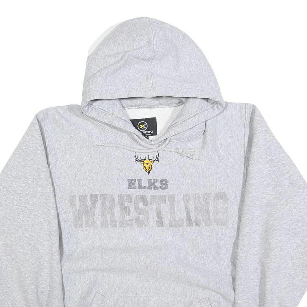 X GRAIN Mens Grey Hoodie XS Elks Wrestling Cotton Blend Pullover