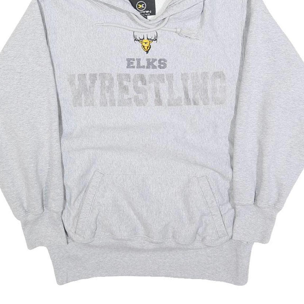 X GRAIN Mens Grey Hoodie XS Elks Wrestling Cotton Blend Pullover