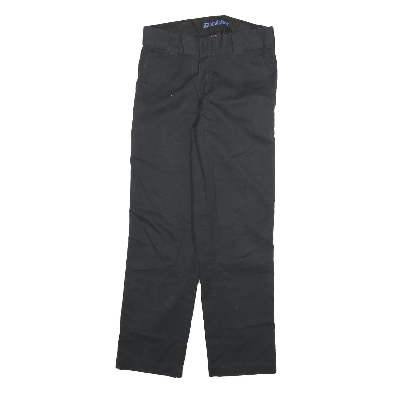 DICKIES Mens Regular Fit Black Cotton Blend Zip Trousers W28 L29 Workwear