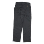 DICKIES Mens Regular Fit Black Cotton Blend Zip Trousers W28 L29 Workwear