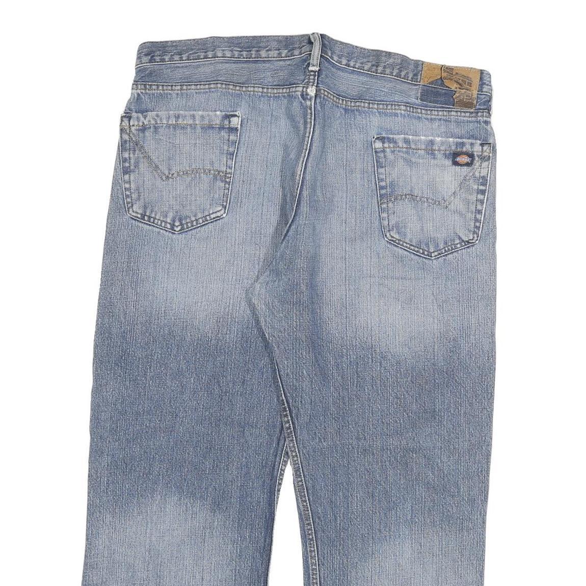 DICKIES Mens Regular Blue Denim Light Wash Jeans W38 L27 Classic Zip Pockets